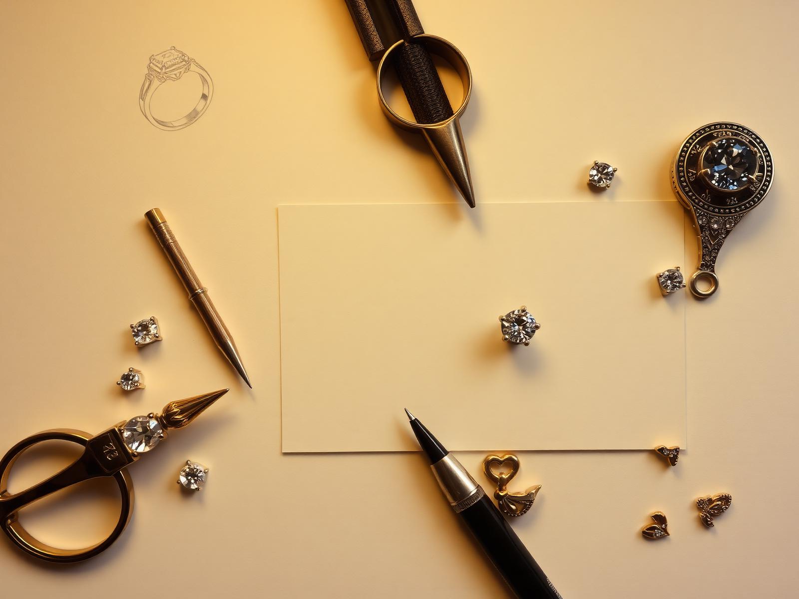 Custom jewellery design sketches with loose diamonds