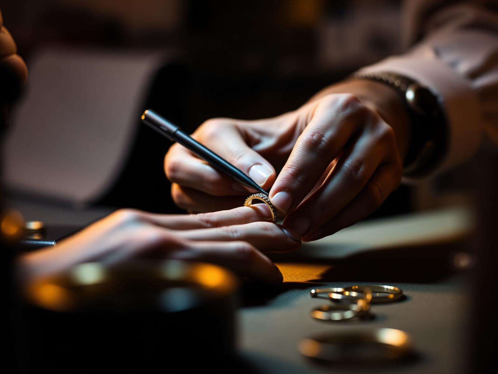Jeweller crafting a gold ring